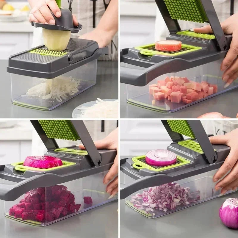 16-in-1 Multifunctional Vegetable Cutter – Slicer, Dicer & Chopper Set