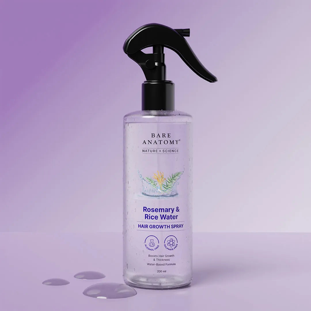 Bare Anatomy Rosemary & Rice Water Hair Growth Spray – Boosts Hair Growth & Thickness