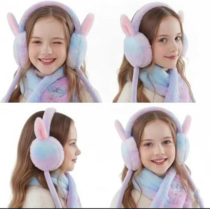 Fluffy Bunny Ear Muffs with Moving Ears
