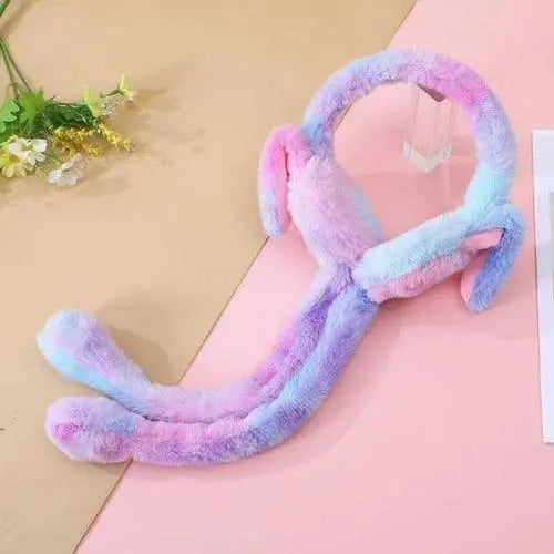 Fluffy Bunny Ear Muffs with Moving Ears