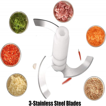 Multifunction Hand Push Food Chopper – 3 Blade Meat & Vegetable Grinder