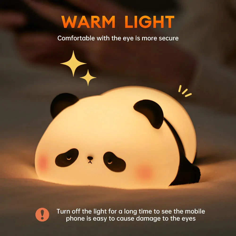 Cute Panda Rechargeable Silicone Night Lamp – Soft Squishy LED Night Light