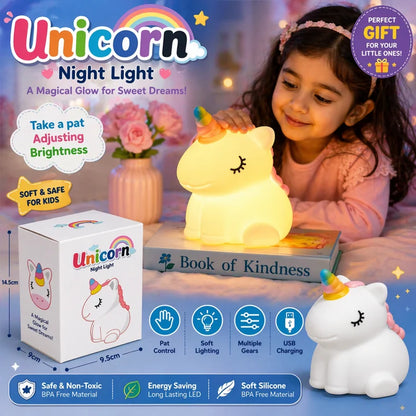 Unicorn Silicone Night Light – Rechargeable Touch Control LED Lamp