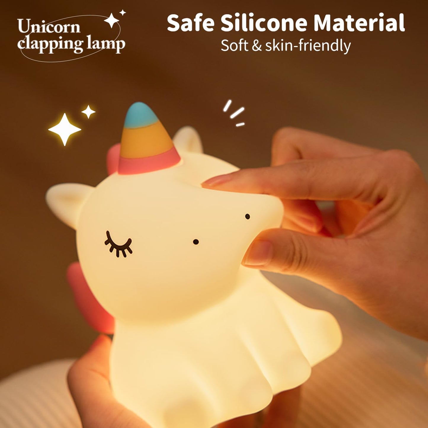 Unicorn Silicone Night Light – Rechargeable Touch Control LED Lamp